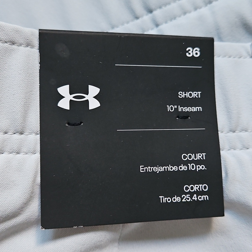 NWT Under Armour Men's Light Gray Patterned Shorts, Size 36 - Picture 2 of 7